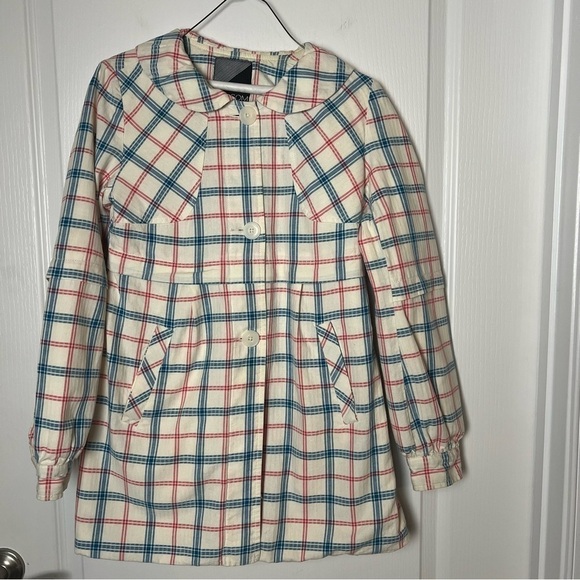 Volcom, adorable red, blue, cream plaid jacket size Jr S - Picture 1 of 8